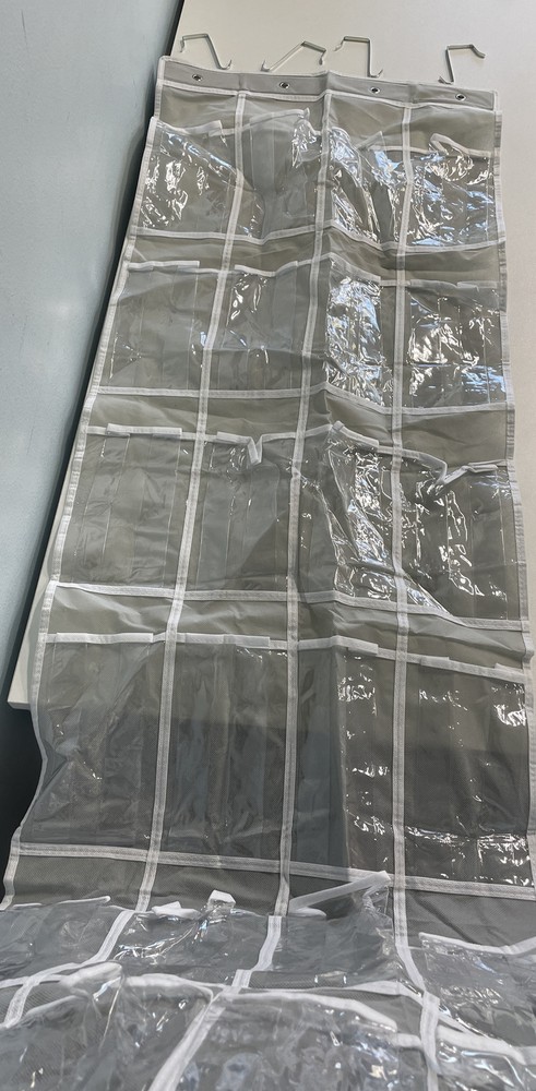 Over the Door 24-Pocket Shoe Organizer Clear Front Metal hooks for door Open box