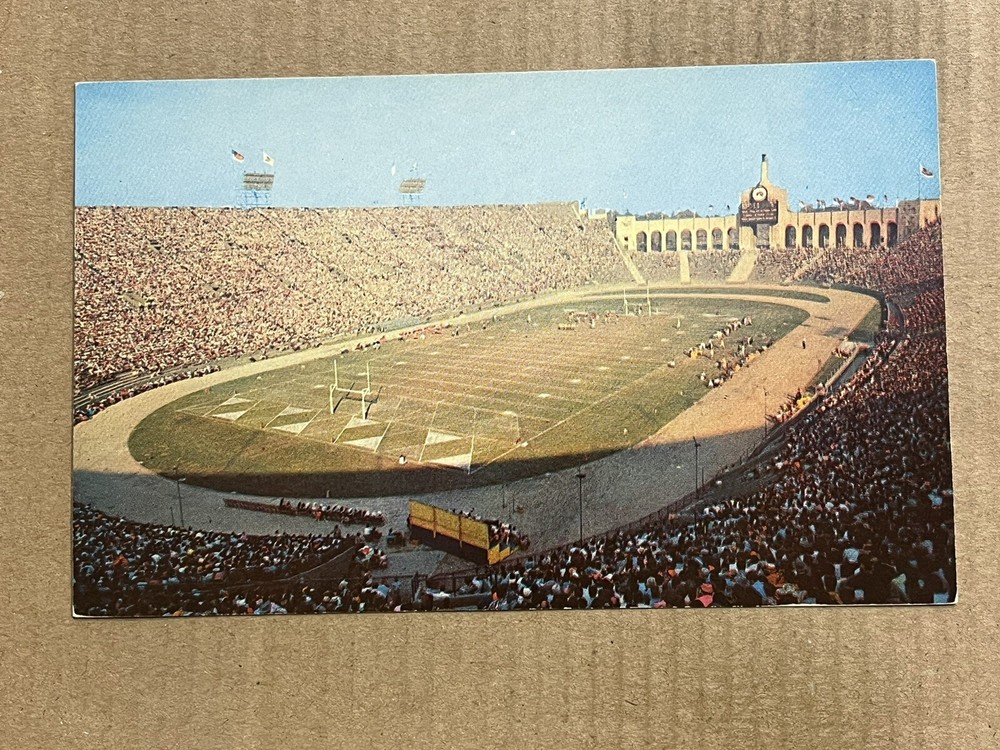 Postcard Los Angeles CA California Coliseum Stadium Football Game Vintage PC