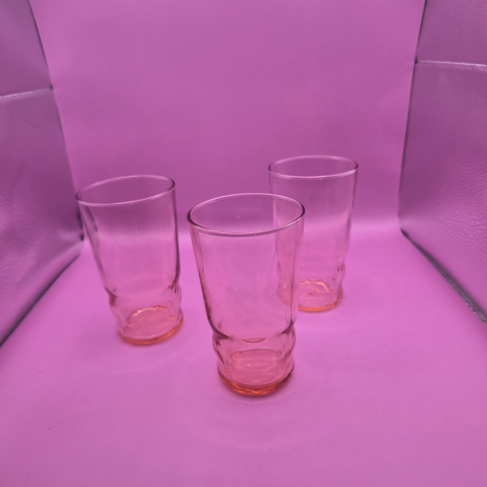 Vintage Pink Depression Glass Juice Tumblers - Set of 3 - 5
