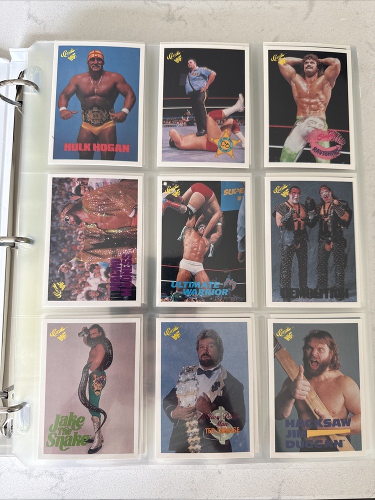 2 - 1990 Classic WWF Complete Base Sets in Binder & Hard Case - (Warrior Rookie)