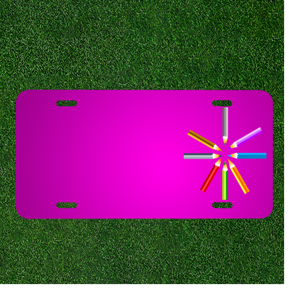 Custom Personalized Car License Plate with Names on Colored Pencils  