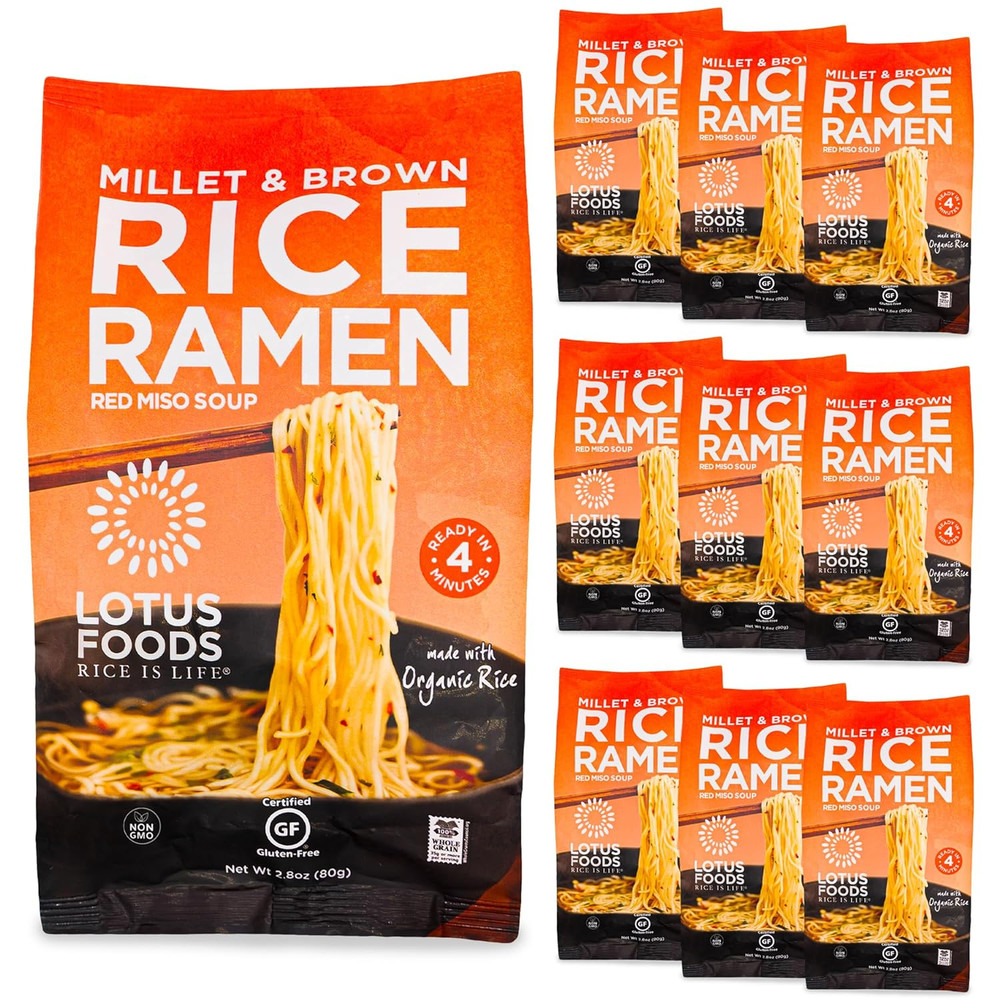 Bulk Food Organic Millet & Brown Rice Ramen Noodles with Red Miso Soup, Gluten-F