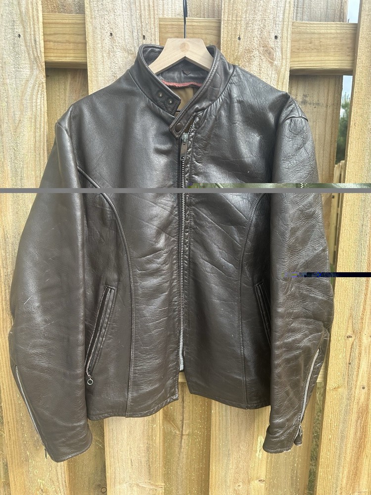 Lesco Leathers Mocha Cafe Racer Jacket Vintage 60s/70s, L/Xl