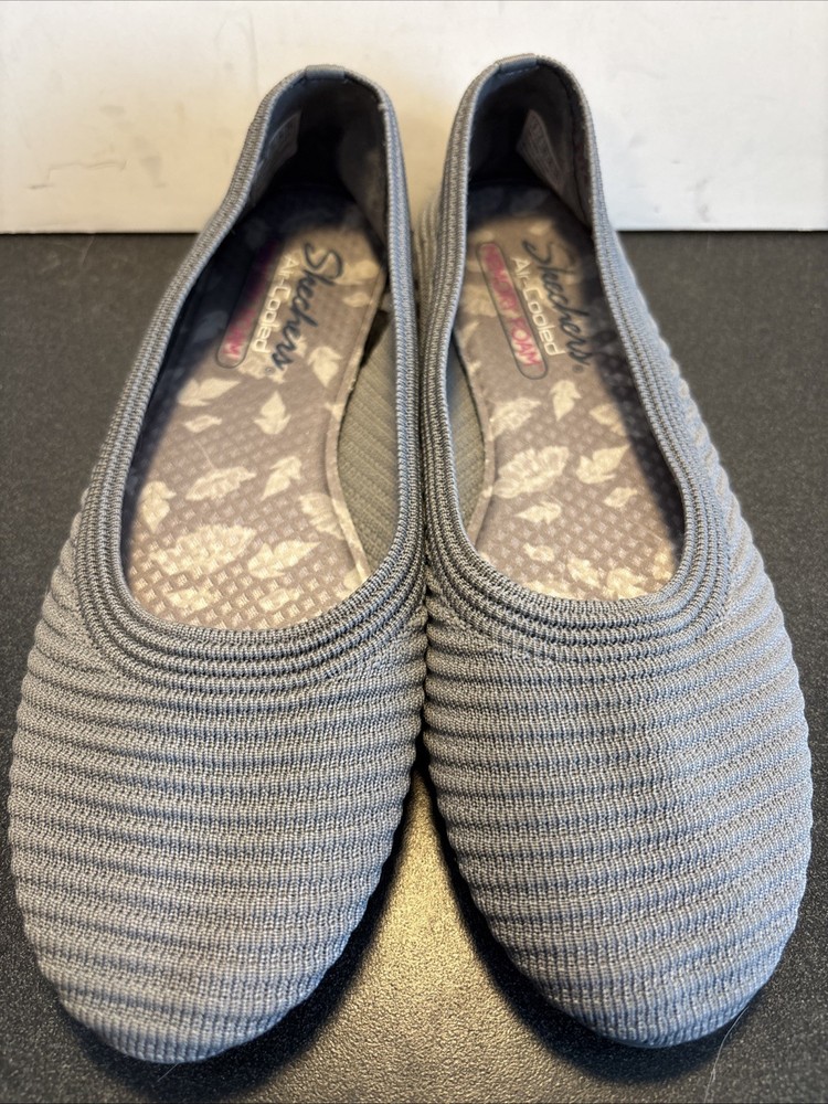 Skechers Air-Cooled Memory Foam Grey Slip-in Ballet Shoe Womens Size 9