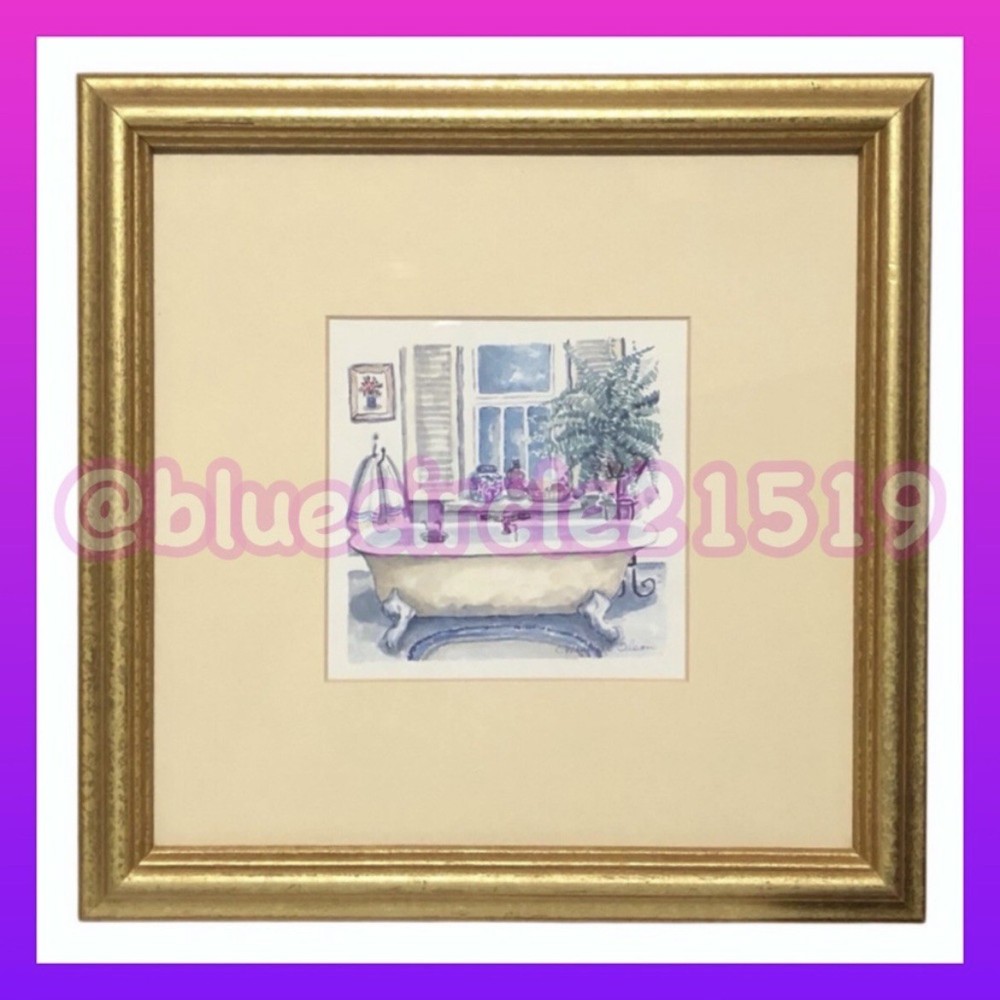 C. Winterle Olson Bathroom Bathtub Vintage Art Framed Print/Litho Watercolor