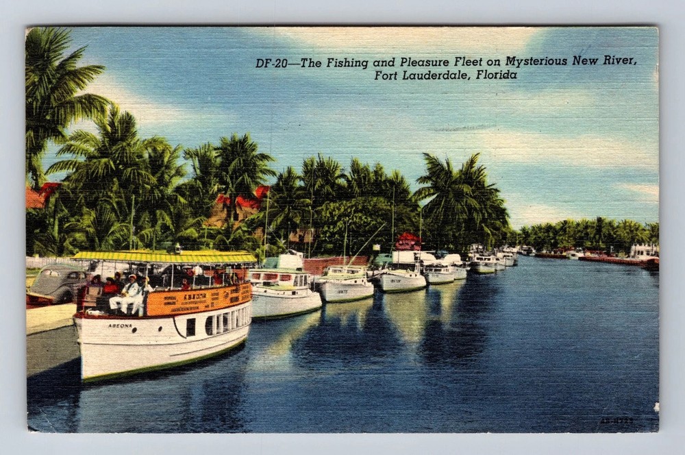 Fort Lauderdale FL-Florida Fishing & Pleasure Fleet New River Vintage Postcard