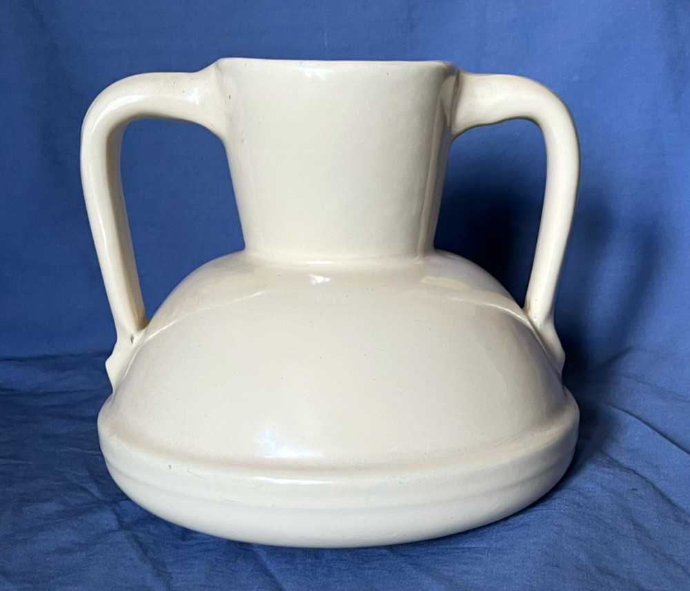 Vintage 1930s  CATALINA California Art Pottery Handled Vase -  Creamy  White