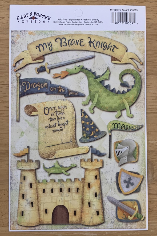 Karen Fosters Design Acid Free Scrap Book Stickers My Brave Knight NOS 2005-image