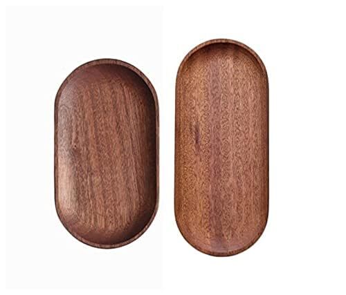Mini Serving Tray for Jewellery Key Coin Set of Oval Natural Wood Dessert Cup 2