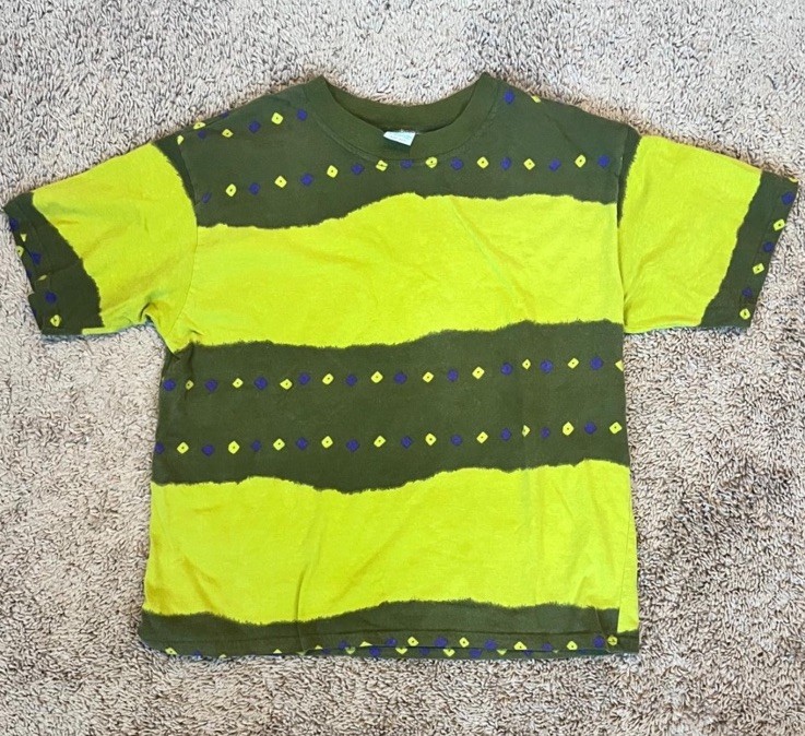 Green United Colors of Benetton Size Medium Short Sleeve T-shirt Striped