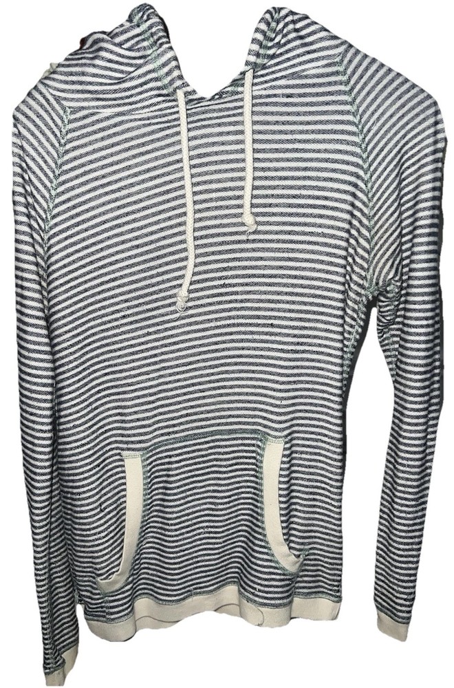 RIOT womens size small hooded striped blue hoodie sweatshirt pullover