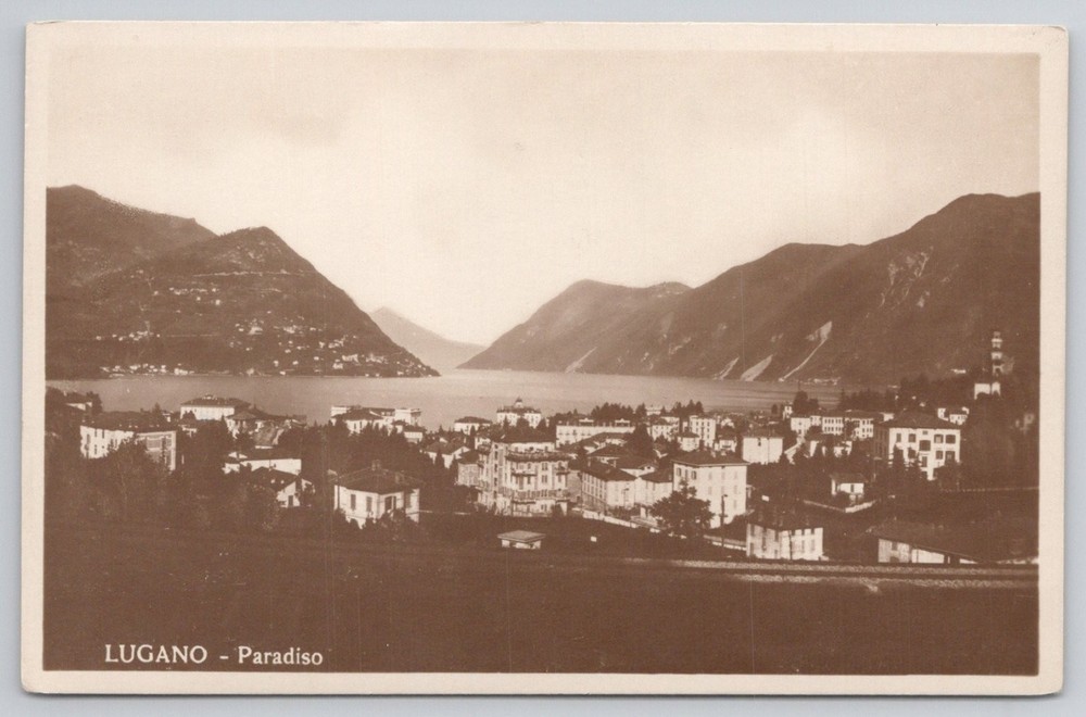 Lugano Paradiso Switzerland Lake Mountain View Postcard Alfredo Finzi