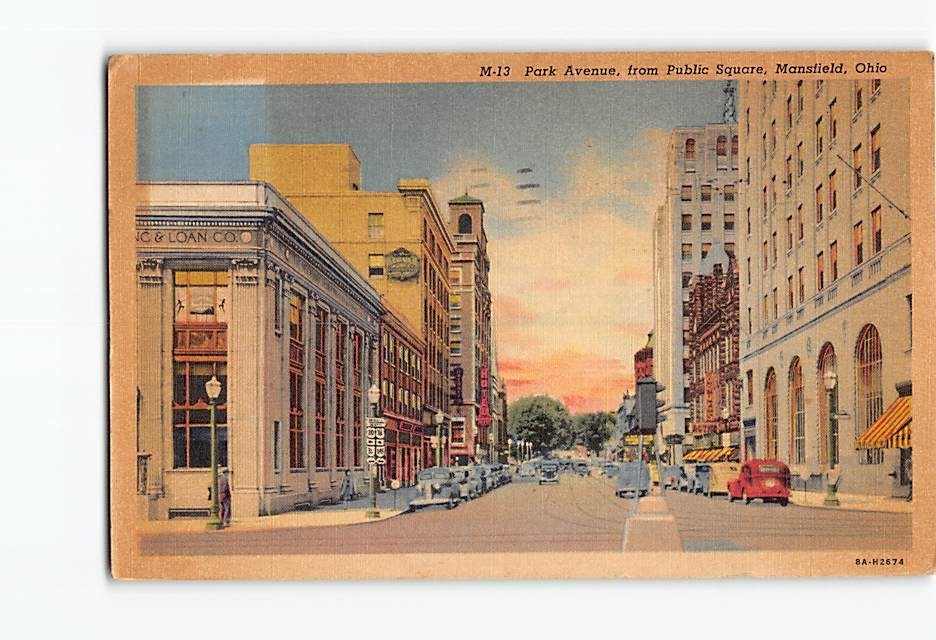 Postcard Park Avenue from Public Square Mansfield Ohio USA