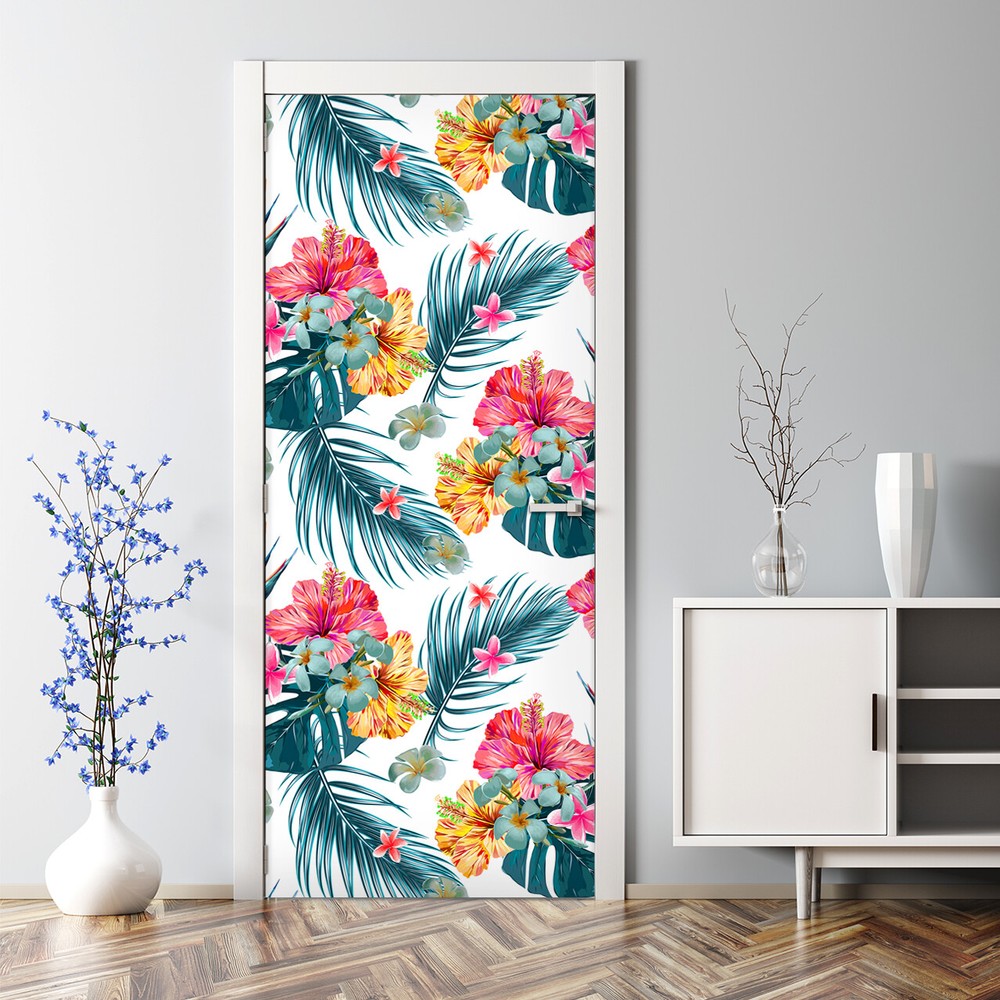Spring Blooming Flowers Abstract Removable Self-Adhesive Door Sticker