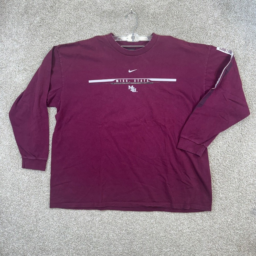Nike Mississippi State Bulldogs Men XXL Maroon Long Sleeve Graphic T-Shirt NCAA