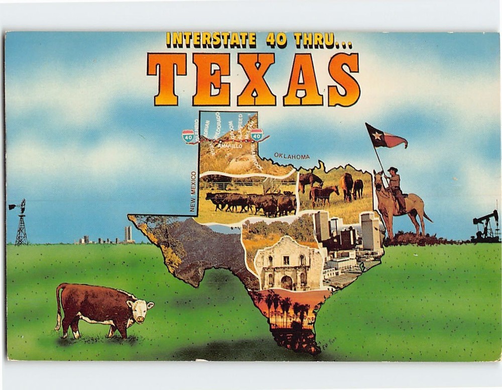 Postcard Scenes & Views Interstate 40 Thru Texas USA