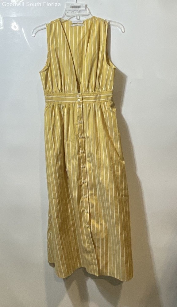 Urban Outfitters Womens Yellow Striped Deep V-Neck Button Front Sundress Sz S-P