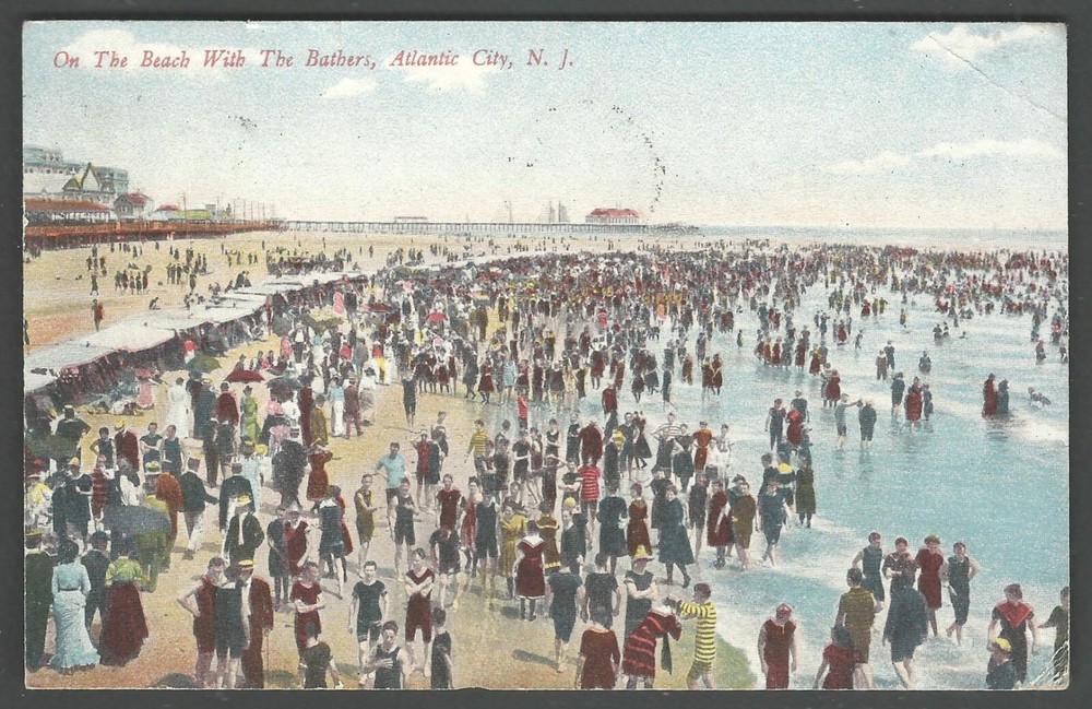 ATLANTIC CITY NEW JERSEY Beach Scene 1909 Rosin Divided Back Postcard