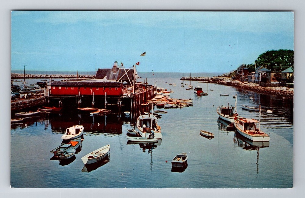 Rockport MA-Massachusetts, Rockport Harbor, Cape Ann, Vintage Souvenir Postcard