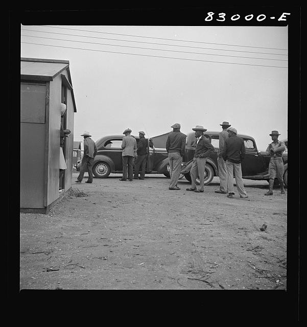 Photo:Bridgeton New Jersey 1942 FSA Agricultural Workers Camp Men Cars