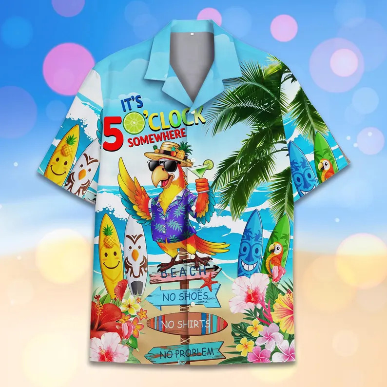 Tropical Parrot Hawaii Shirt Men Women Aloha Beach Summer Vacation Gift