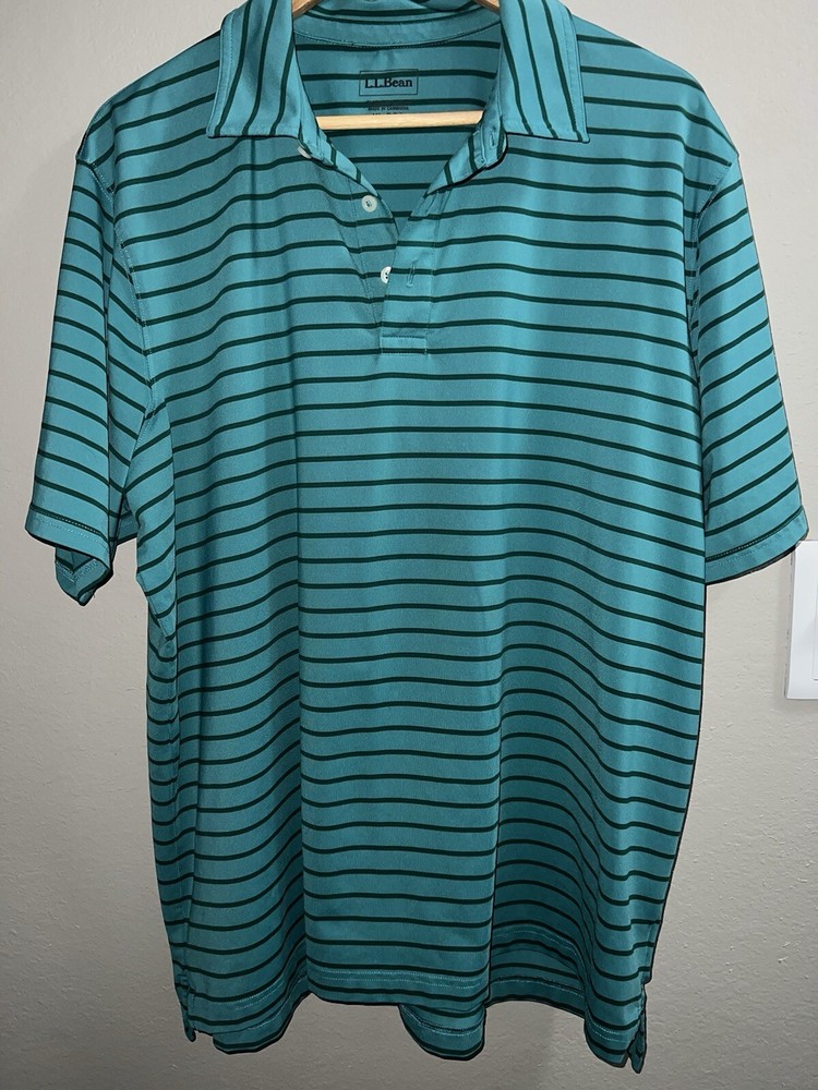 L.L.Bean Men's Stretch Polo Shirt, Slightly Fitted Short-Sleeve Stripe Size XL