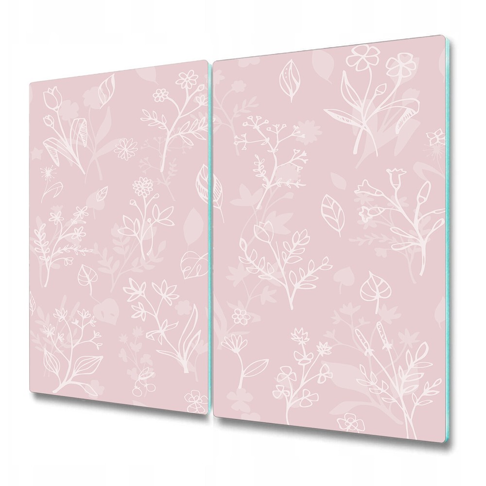 Glass Kitchen Chopping Cutting Board Pink white contour floral pink 2x30x52