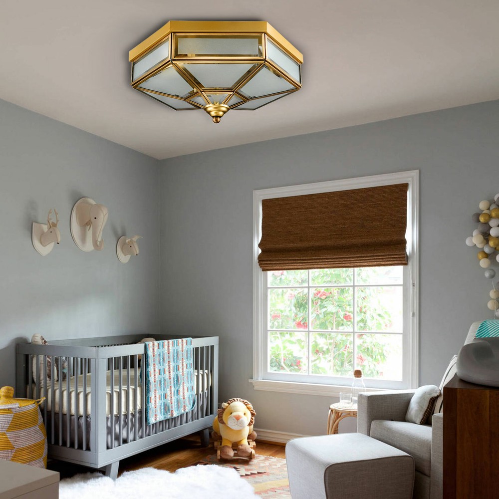 Tiffany Style 18-Inch Semi-Flush Mount Ceiling Light with Stained Glass Shade  