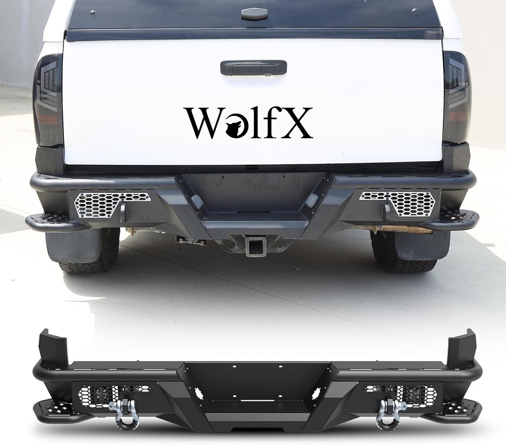 Black Steel Rear Step Bumper with LED for 2005-2015 Toyota Tacoma Pickup
