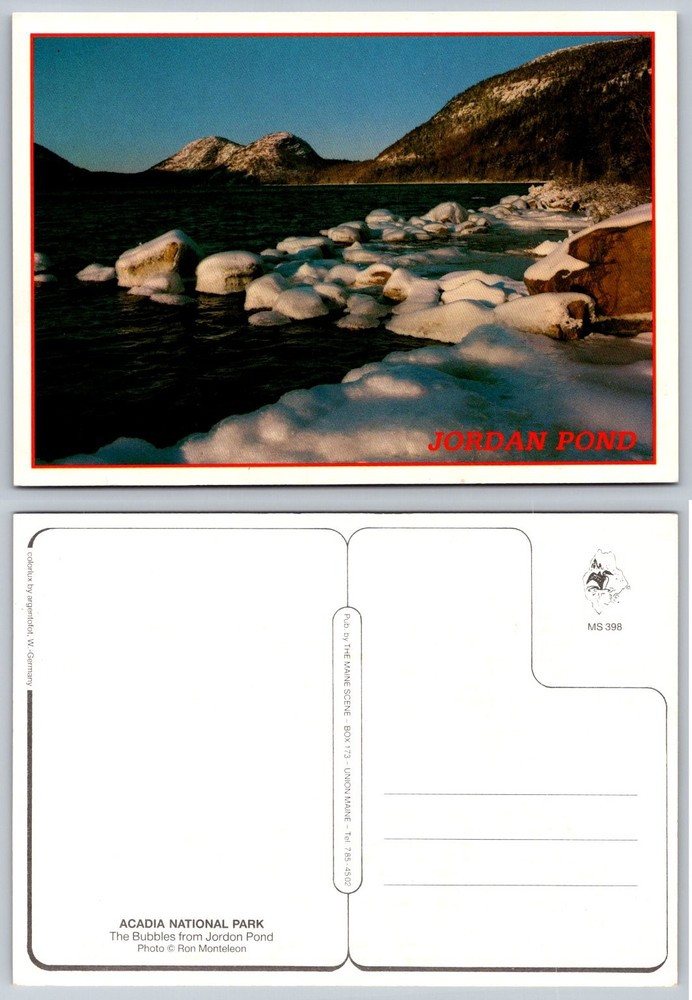 Jordan Pond Acadia National Park Maine Winter Snow Chrome Postcard-image