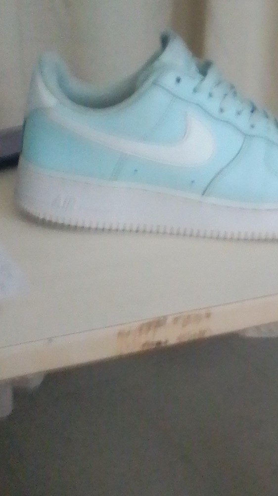 Nike Air Force 1 Light Blue White Low Top Lace Up Men's Sneakers
