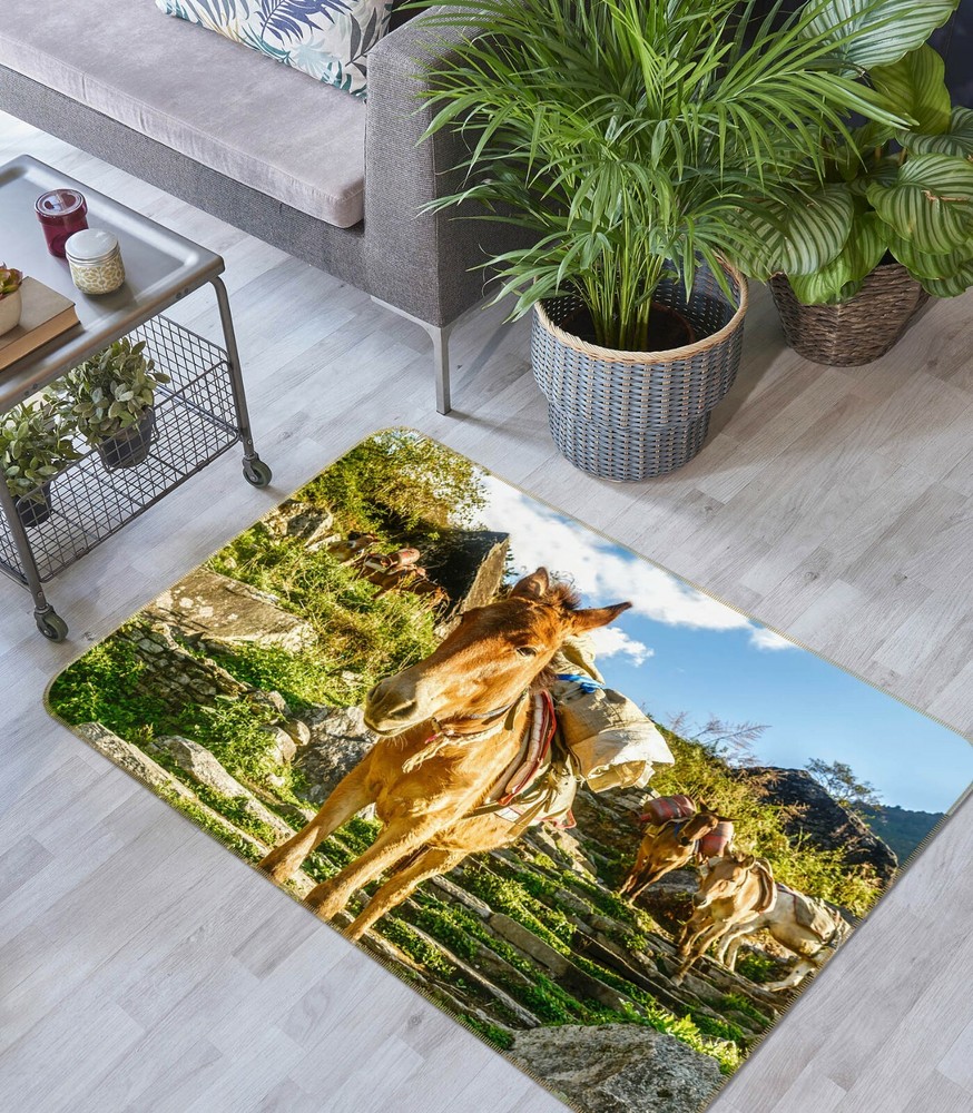 3D Stone Ladder Donkey Non Slip Animal Carpet Mat O3113 Elegant Photo Rug