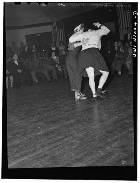 Photo:Unknown Location 1940s Dance Hall Swing Dancers Audience Photograph