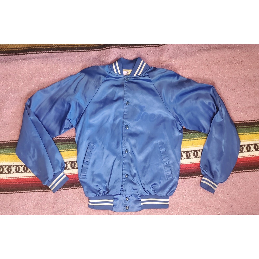 Vintage Auburn Sportswear WTRI Tri County Flea Market Satin Blue Jacket