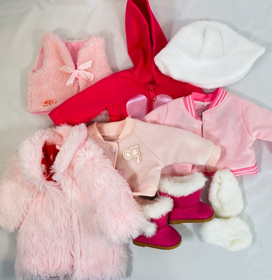 OG Pink Winter Boots, Fur Coat, Hoodie, Hat, Vest Set for 18