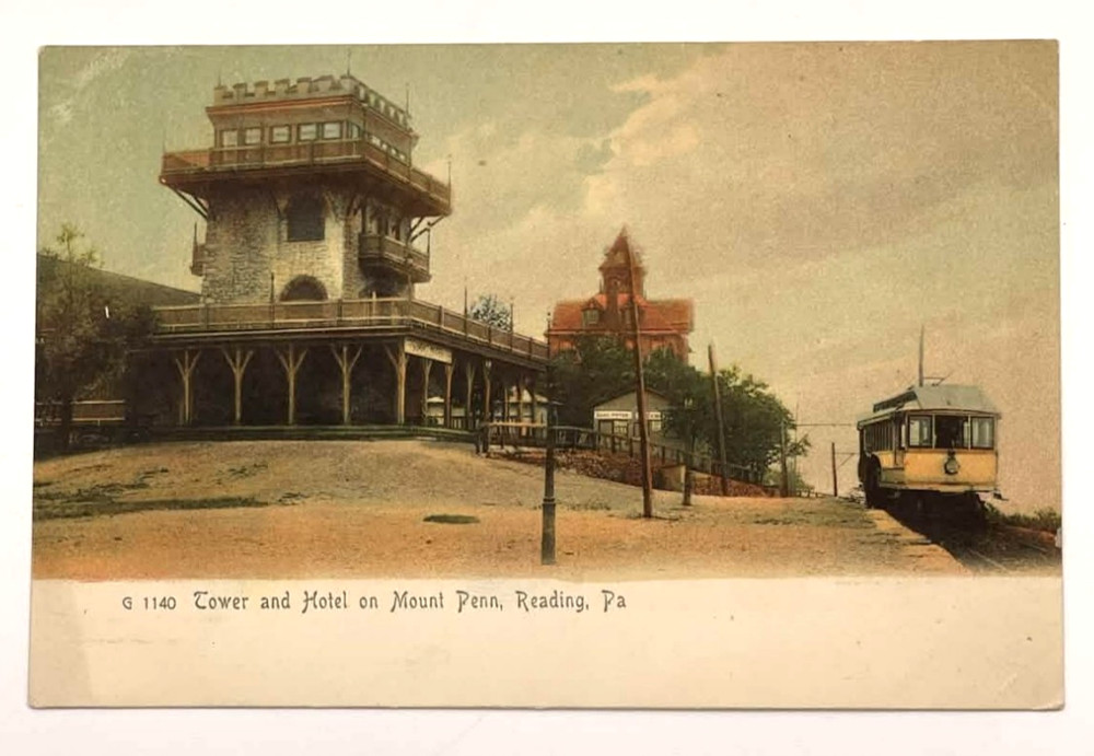1907 Tower & Hotel on Mount Penn Reading PA Pennsylvania Trolley