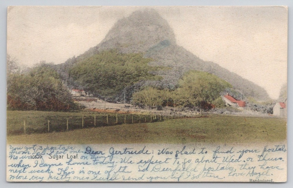 Sugarloaf Mountain Deerfield MA Handcolored Postcard 1907 Rotograph Co.