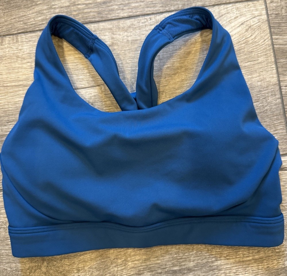 Athleta Interval Sports Bra Blue Racerback Pullover Wireless Medium Support XS