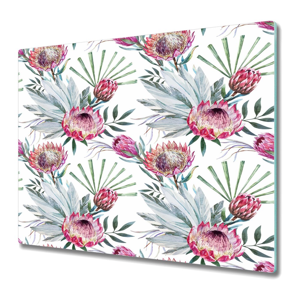Glass Chopping Board Utensil Board Exotic Protea Floral floral 60x52