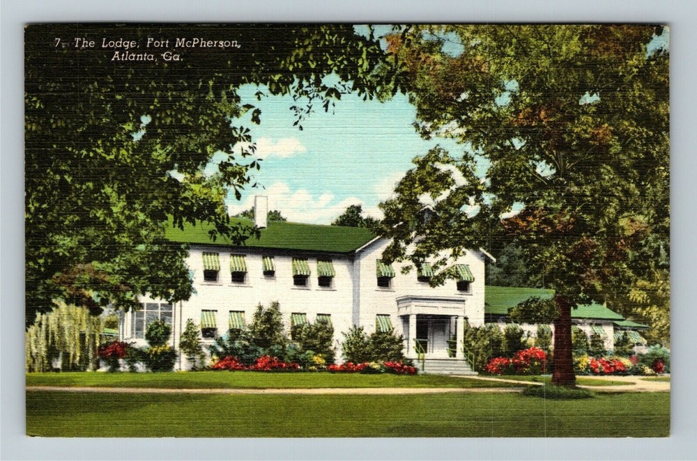 Atlanta GA-Georgia, The Lodge, Fort McPherson  Vintage Souvenir Postcard