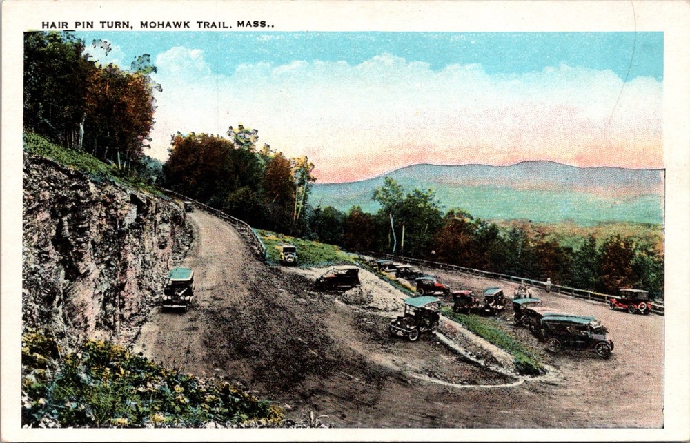 Hair Pin Turn Mohawk Trail Massachusetts MA Cars Postcard