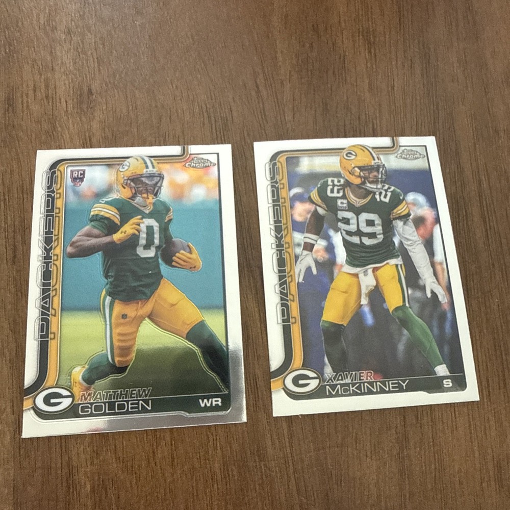 2025 Topps Chrome NFL Green Bay Packers 2 Card Lot Golden RC #333 McKinney #113