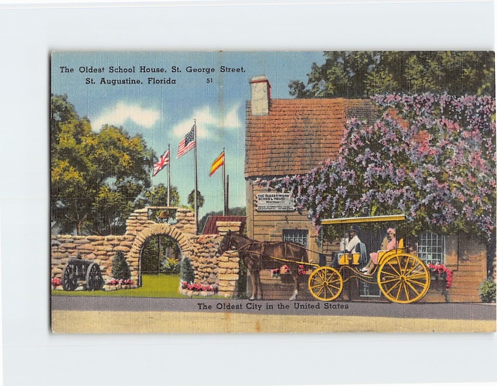 Postcard Oldest School House Saint George Street St. Augustine Florida USA