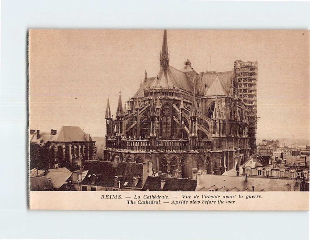 Postcard Apside view before the war The Cathedral Reims France