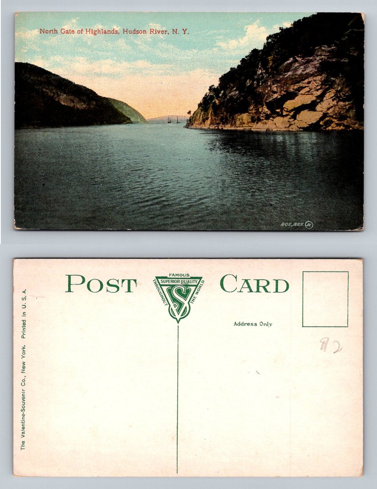 Hudson River, NY-New York, North Gate Of Highlands Scenic View Vintage Postcard