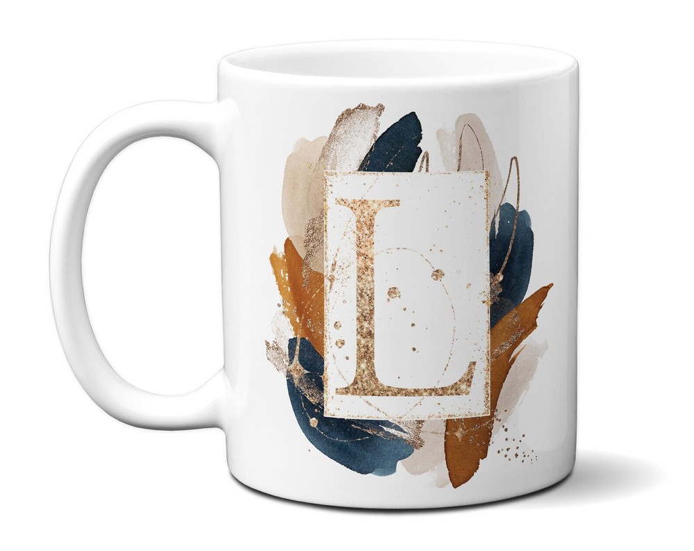 Name Customizable Monogram Mug Letter Alphabet Initial Personalize Coffee Cup Gi