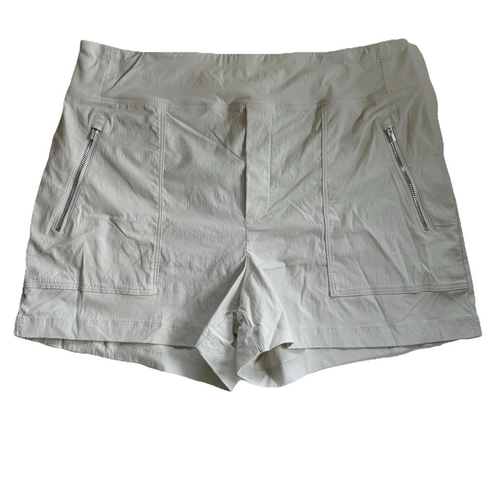 Athleta Trekkie North Women's Light Green Athletic Hiking Shorts Zip Pockets 12