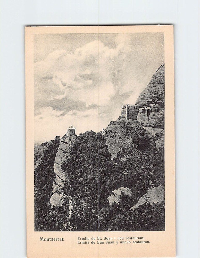 Postcard The Hermitage of St. Joan and New Restaurant Montserrat Spain