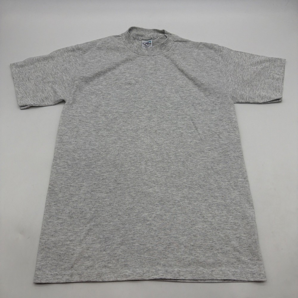 VTG Cal Cru T-shirt Men S Gray Solid Single Stitch In USA.#41583