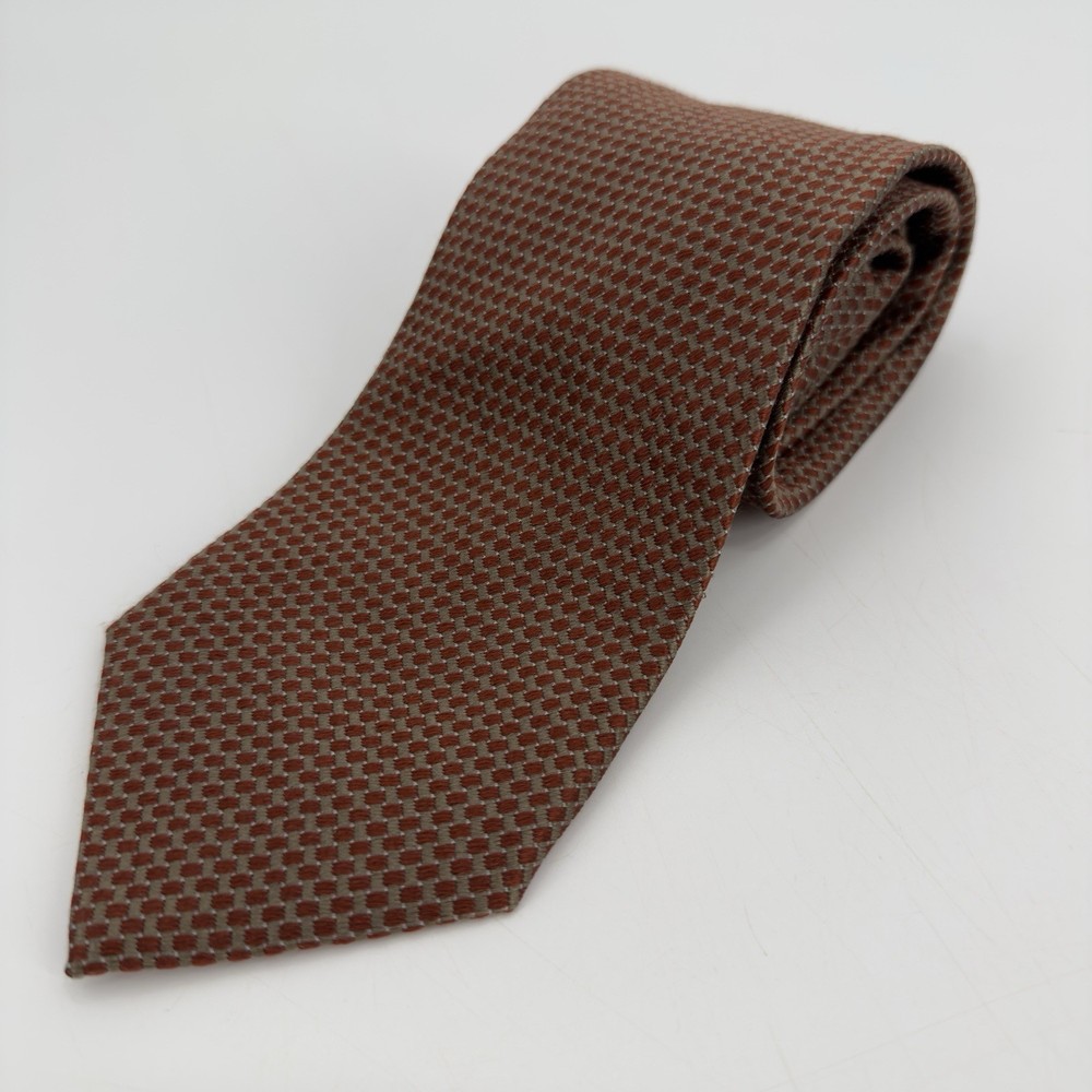 Armani Collezioni Italy 100% Silk Neck Tie Rust Orange Textured 59x4